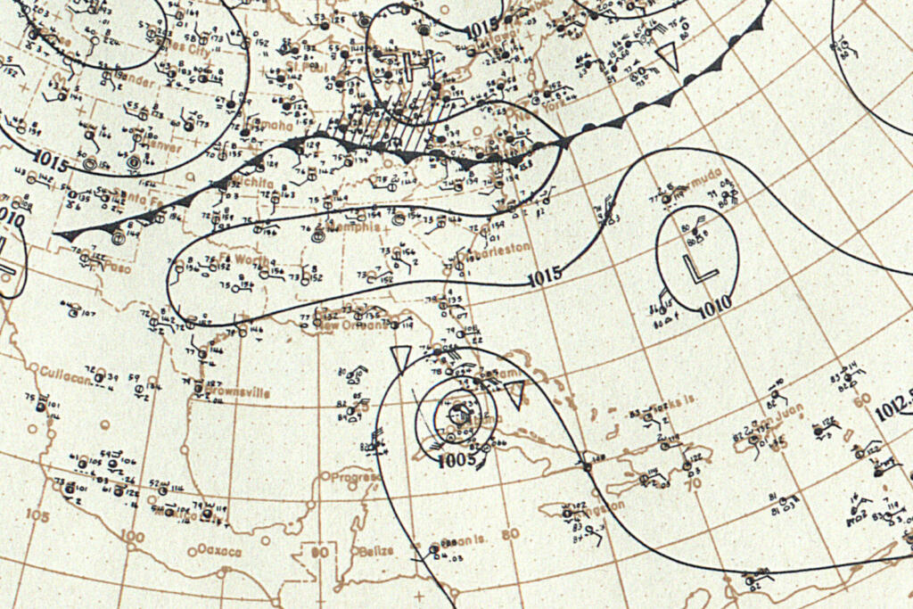 KWAHS DSS Detail from original synoptic weather map containing the 1919 hurricane